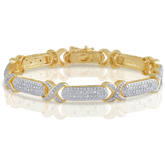 1/4 Carat T.W. Diamond Gold Tone Over Brass Fashion Bracelet, 7.5'