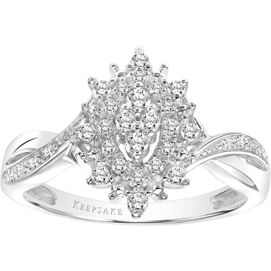 1/4 Carat T.W. Diamond 'Jazz' Women's Engagement Ring in 10k White Gold by Keepsake