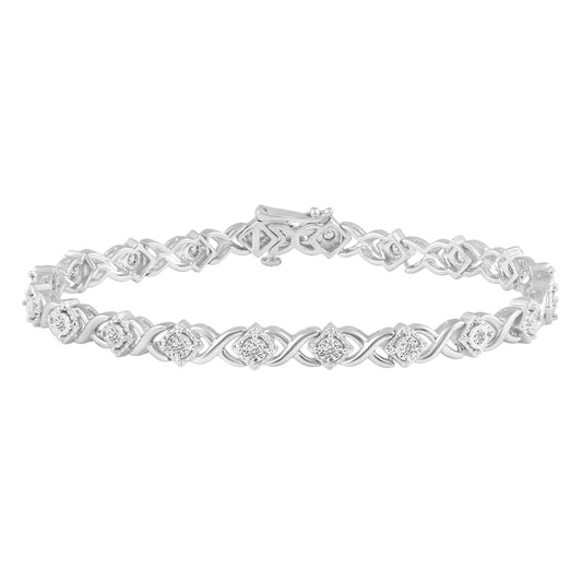 1/2 Carat tw Natural Diamond XO Tennis Bracelet 925 Sterling Silver (7 inches)